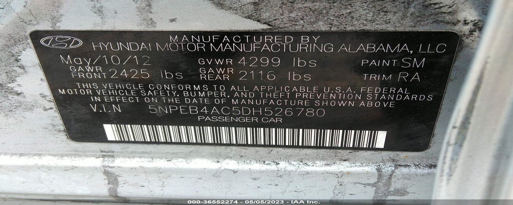 5NPEB4AC5DH526780 2013 HYUNDAI SONATA photo no. 9