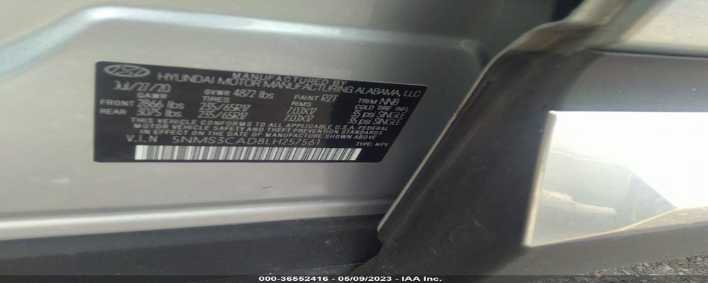 5NMS3CAD8LH257561 2020 HYUNDAI SANTA FE photo no. 9