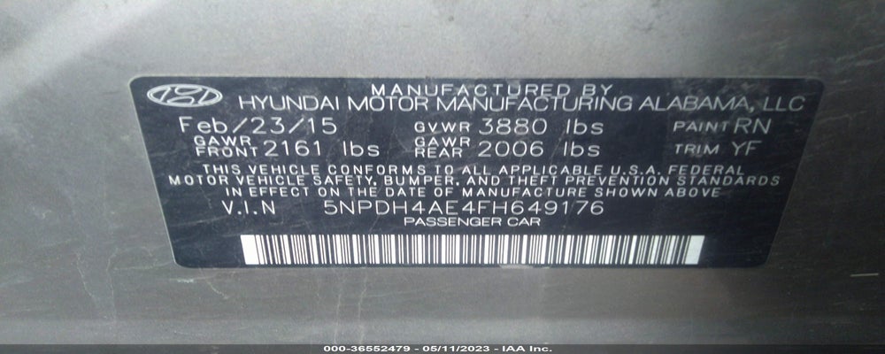 5NPDH4AE4FH649176 2015 HYUNDAI ELANTRA photo no. 9