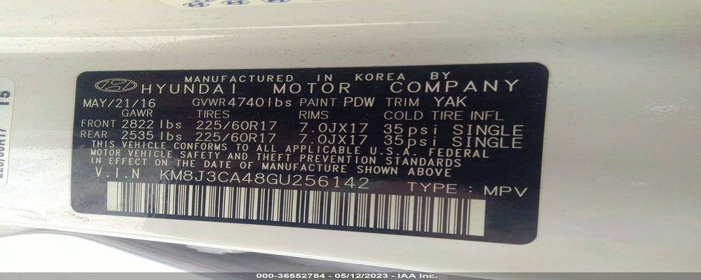 KM8J3CA48GU256142 2016 HYUNDAI TUCSON photo no. 9