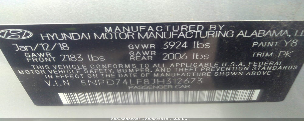 5NPD74LF8JH312673 2018 HYUNDAI ELANTRA photo no. 9
