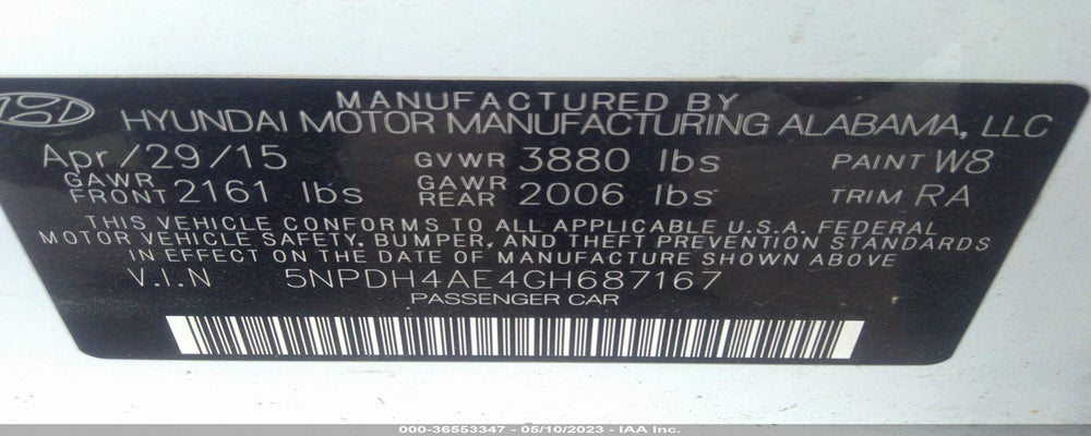 5NPDH4AE4GH687167 2016 HYUNDAI ELANTRA photo no. 9