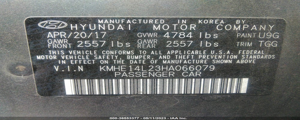 KMHE14L23HA066079 2017 HYUNDAI SONATA PLUG-IN HYBRID photo no. 9