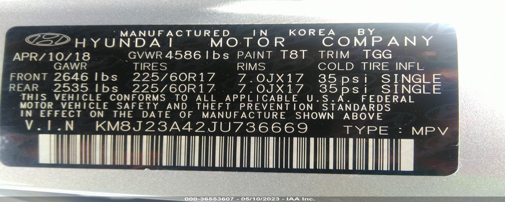 KM8J23A42JU736669 2018 HYUNDAI TUCSON photo no. 9