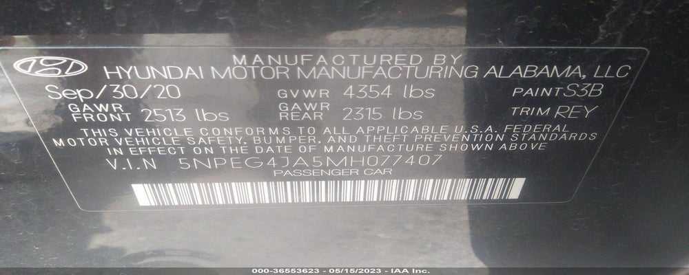 5NPEG4JA5MH077407 2021 HYUNDAI SONATA photo no. 9