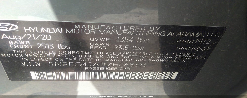 5NPEG4JA1MH068316 2021 HYUNDAI SONATA photo no. 9