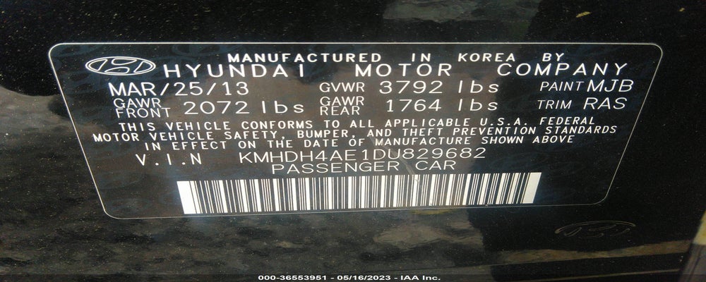 KMHDH4AE1DU829682 2013 HYUNDAI ELANTRA photo no. 9