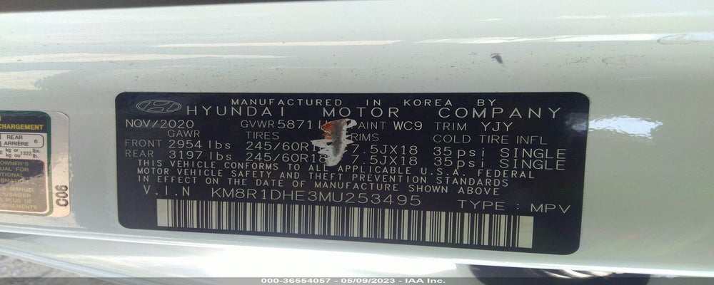 KM8R1DHE3MU253495 2021 HYUNDAI PALISADE photo no. 9