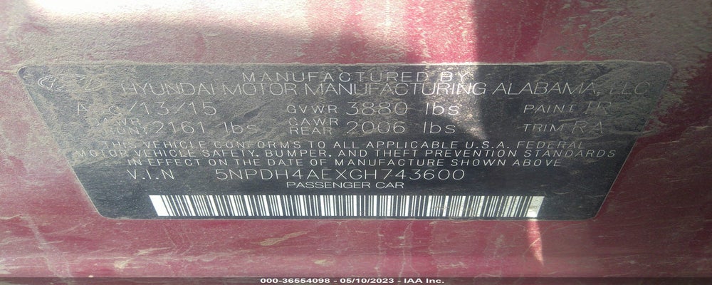 5NPDH4AEXGH743600 2016 HYUNDAI ELANTRA photo no. 9