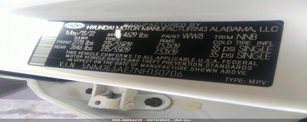 5NMJE3AE7NH130706 2022 HYUNDAI TUCSON photo no. 9