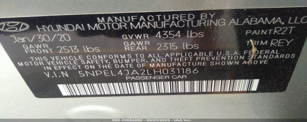 5NPEL4JA2LH031186 2020 HYUNDAI SONATA photo no. 9