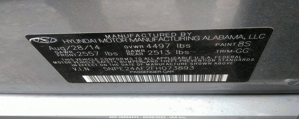 5NPE24AF2FH073893 2015 HYUNDAI SONATA photo no. 9