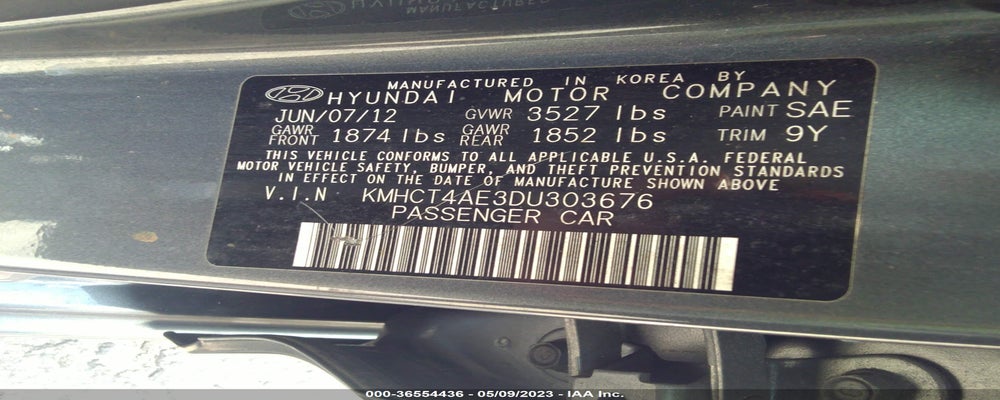 KMHCT4AE3DU303676 2013 HYUNDAI ACCENT photo no. 9