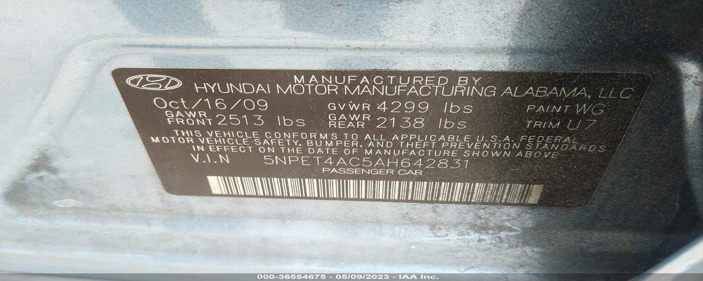 5NPET4AC5AH642831 2010 HYUNDAI SONATA photo no. 9