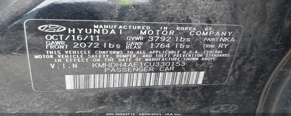 KMHDH4AE1CU330153 2012 HYUNDAI ELANTRA photo no. 9