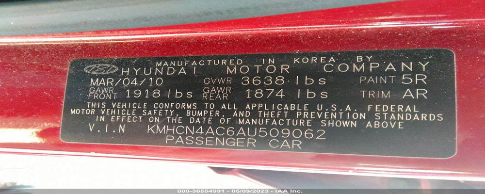 KMHCN4AC6AU509062 2010 HYUNDAI ACCENT photo no. 9