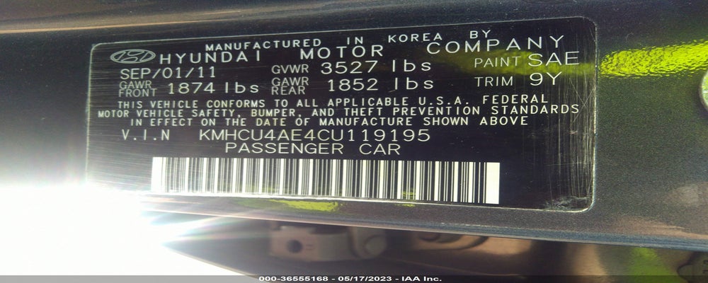 KMHCU4AE4CU119195 2012 HYUNDAI ACCENT photo no. 9