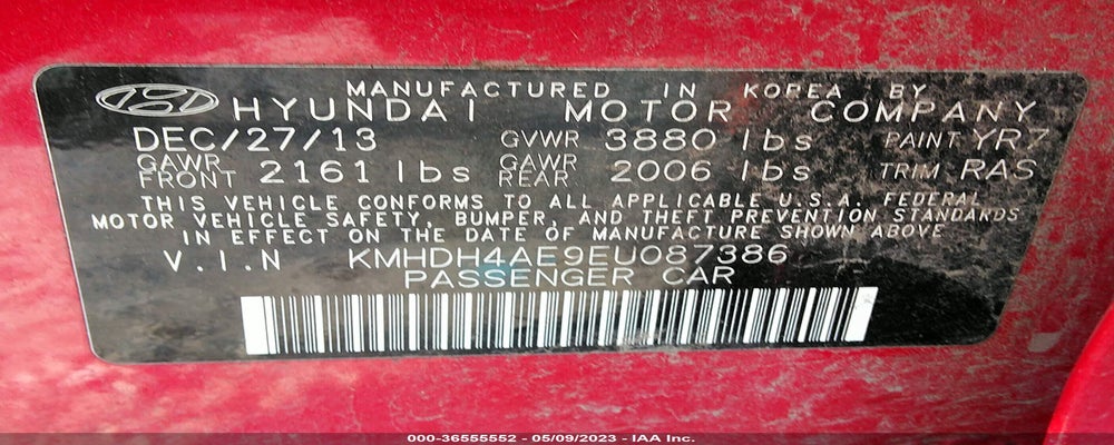 KMHDH4AE9EU087386 2014 HYUNDAI ELANTRA photo no. 9