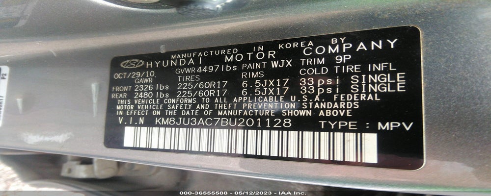 KM8JU3AC7BU201128 2011 HYUNDAI TUCSON photo no. 9