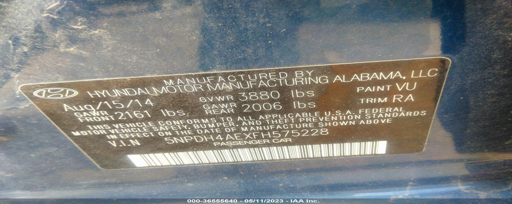 5NPDH4AEXFH575228 2015 HYUNDAI ELANTRA photo no. 9