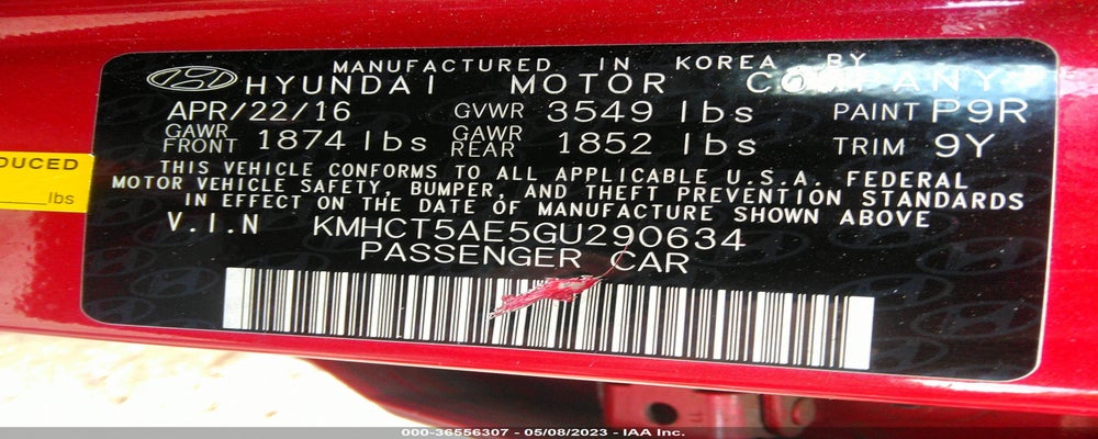 KMHCT5AE5GU290634 2016 HYUNDAI ACCENT photo no. 9