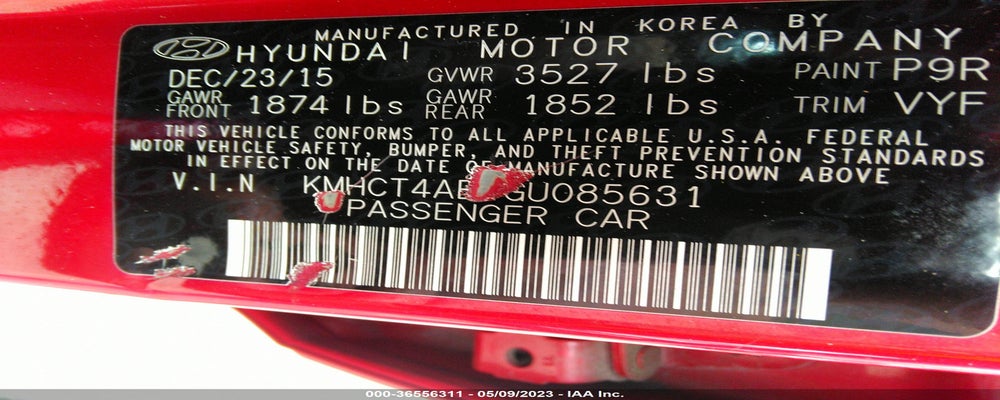 KMHCT4AE1GU085631 2016 HYUNDAI ACCENT photo no. 9