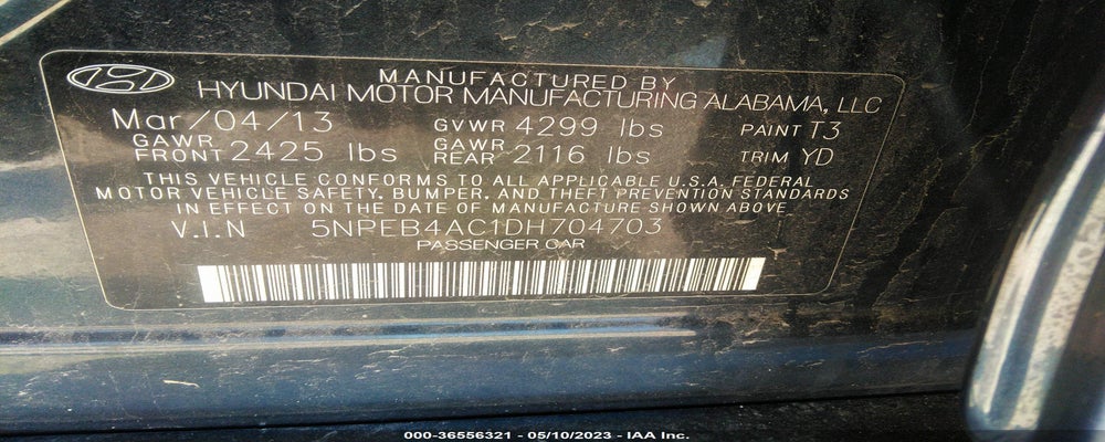 5NPEB4AC1DH704703 2013 HYUNDAI SONATA photo no. 9