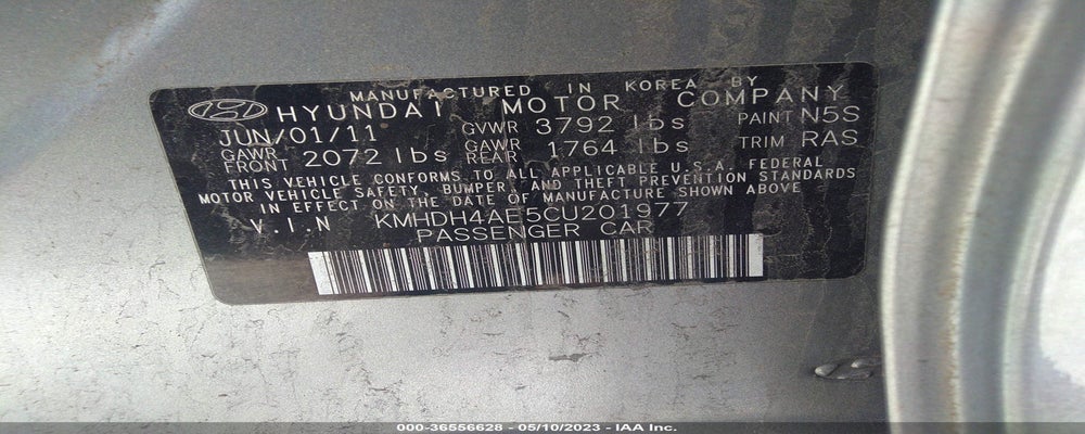 KMHDH4AE5CU201977 2012 HYUNDAI ELANTRA photo no. 9