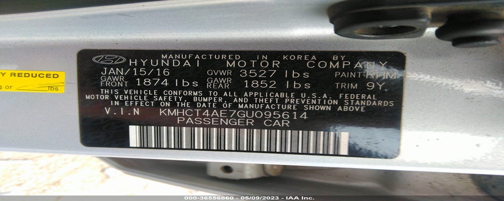 KMHCT4AE7GU095614 2016 HYUNDAI ACCENT photo no. 9