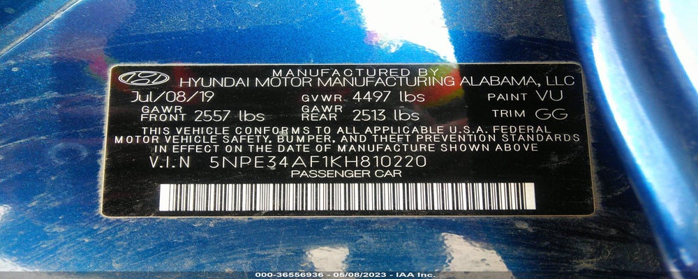 5NPE34AF1KH810220 2019 HYUNDAI SONATA photo no. 9
