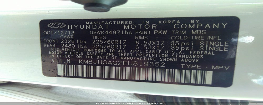 KM8JU3AG2EU819352 2014 HYUNDAI TUCSON photo no. 9