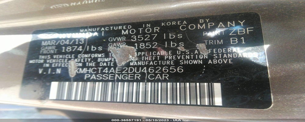 KMHCT4AE2DU462656 2013 HYUNDAI ACCENT photo no. 9