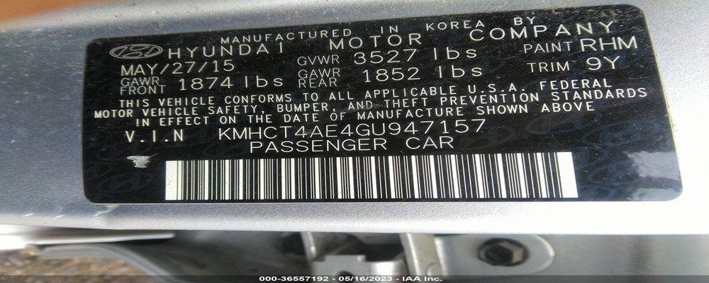 KMHCT4AE4GU947157 2016 HYUNDAI ACCENT photo no. 9