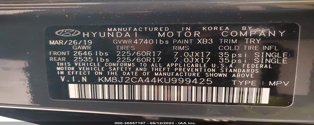 KM8J2CA44KU999425 2019 HYUNDAI TUCSON photo no. 9
