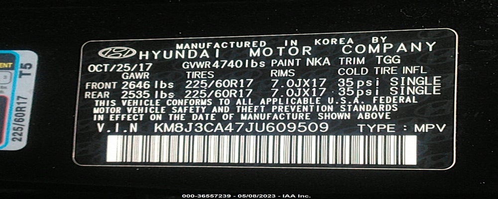 KM8J3CA47JU609509 2018 HYUNDAI TUCSON photo no. 9