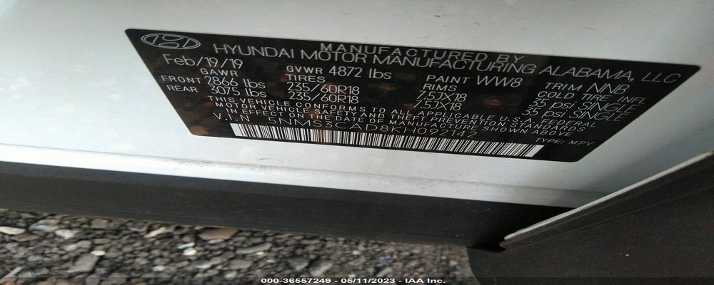 5NMS3CAD8KH092142 2019 HYUNDAI SANTA FE photo no. 9