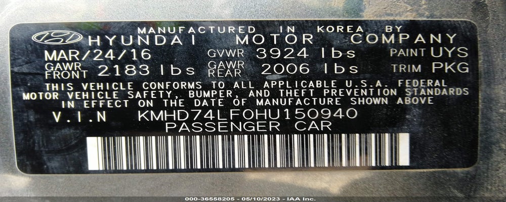 KMHD74LF0HU150940 2017 HYUNDAI ELANTRA photo no. 9