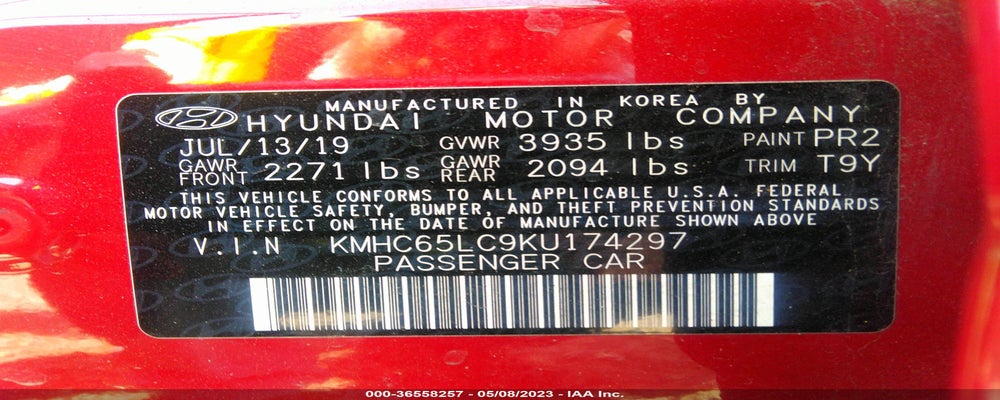 KMHC65LC9KU174297 2019 HYUNDAI IONIQ HYBRID photo no. 9