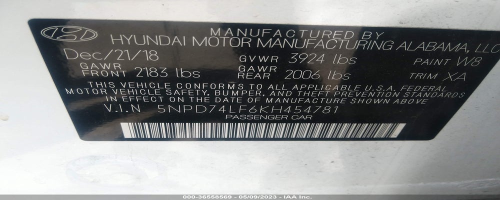 5NPD74LF6KH454781 2019 HYUNDAI ELANTRA photo no. 9
