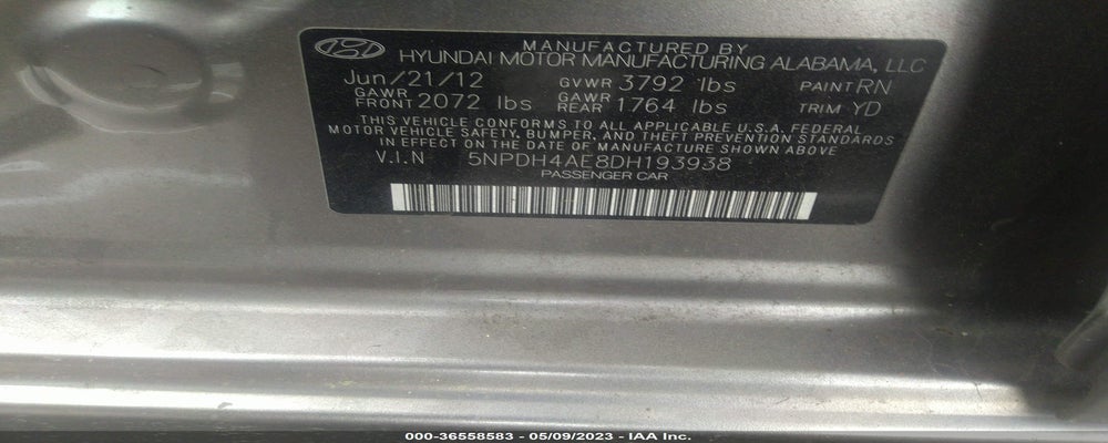 5NPDH4AE8DH193938 2013 HYUNDAI ELANTRA photo no. 9