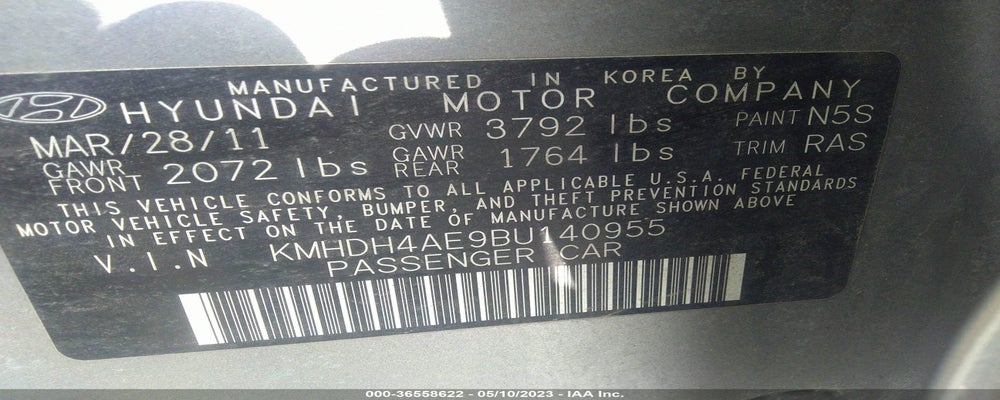 KMHDH4AE9BU140955 2011 HYUNDAI ELANTRA photo no. 9