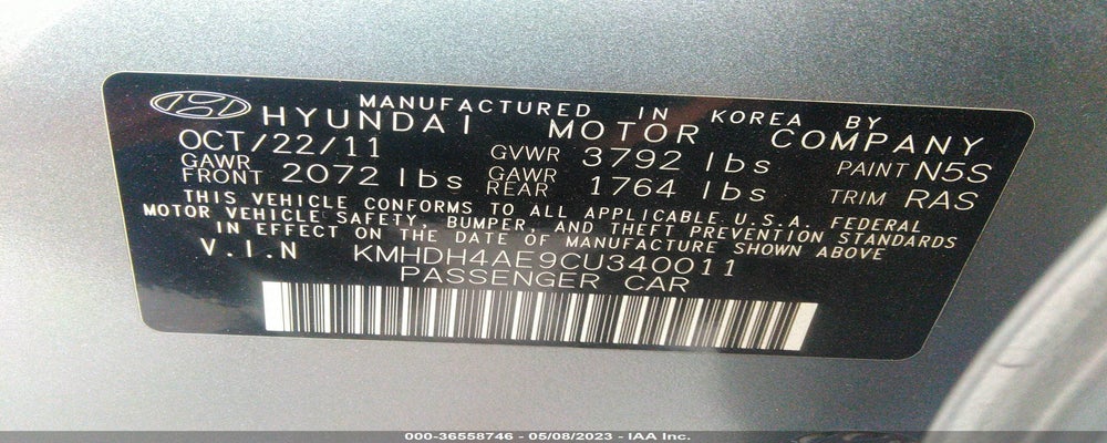KMHDH4AE9CU340011 2012 HYUNDAI ELANTRA photo no. 9