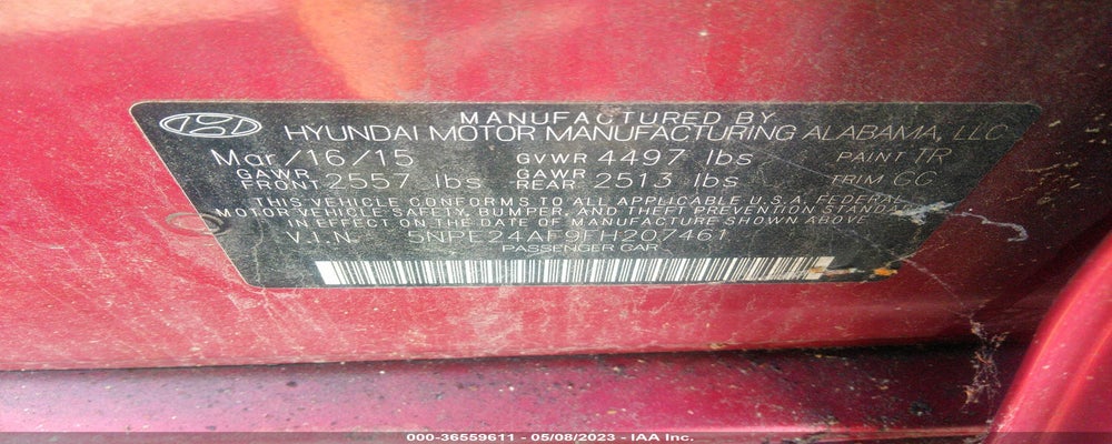 5NPE24AF9FH207461 2015 HYUNDAI SONATA photo no. 9