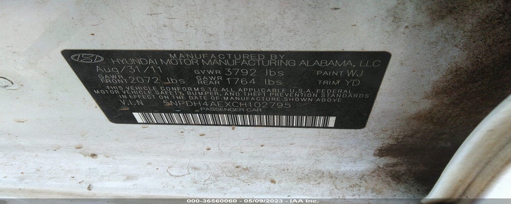 5NPDH4AEXCH102795 2012 HYUNDAI ELANTRA photo no. 9