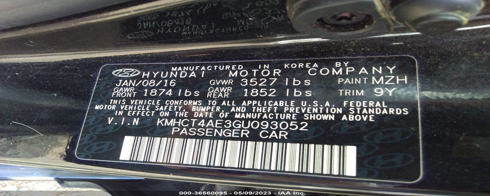 KMHCT4AE3GU093052 2016 HYUNDAI ACCENT photo no. 9