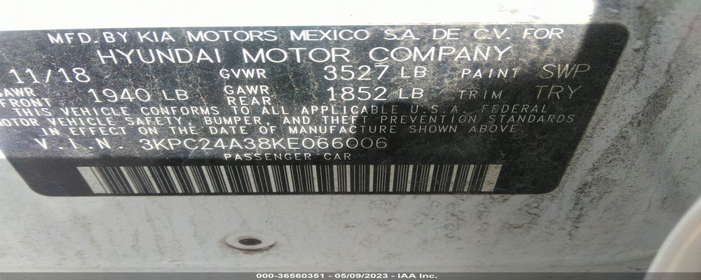 3KPC24A38KE066006 2019 HYUNDAI ACCENT photo no. 9
