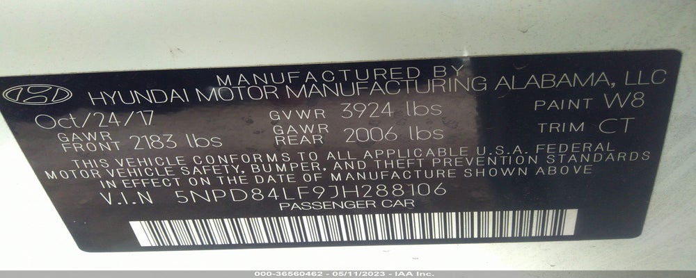 5NPD84LF9JH288106 2018 HYUNDAI ELANTRA photo no. 9