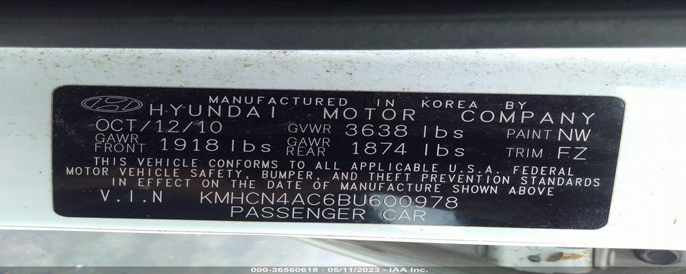 KMHCN4AC6BU600978 2011 HYUNDAI ACCENT photo no. 9