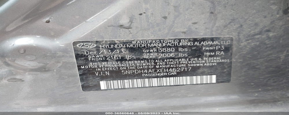 5NPDH4AEXEH462717 2014 HYUNDAI ELANTRA photo no. 9
