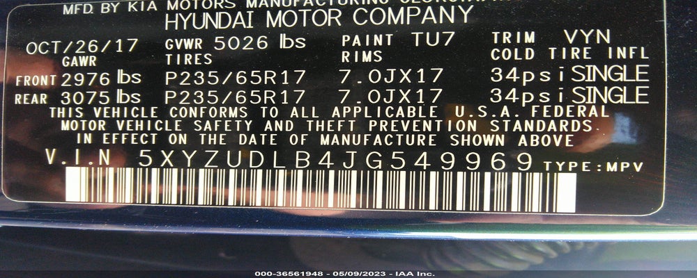 5XYZUDLB4JG549969 2018 HYUNDAI SANTA FE SPORT photo no. 9